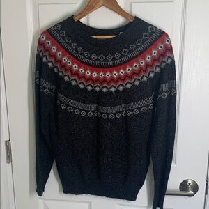 Weatherproof vintage black, red, and white fair isle crewneck sweater size large
